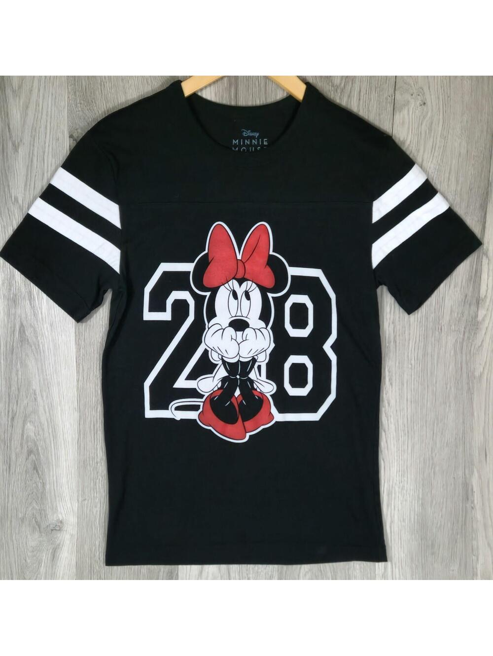 Disney Minnie Mouse 28 Logo Women's Black Striped Sleeve S#7